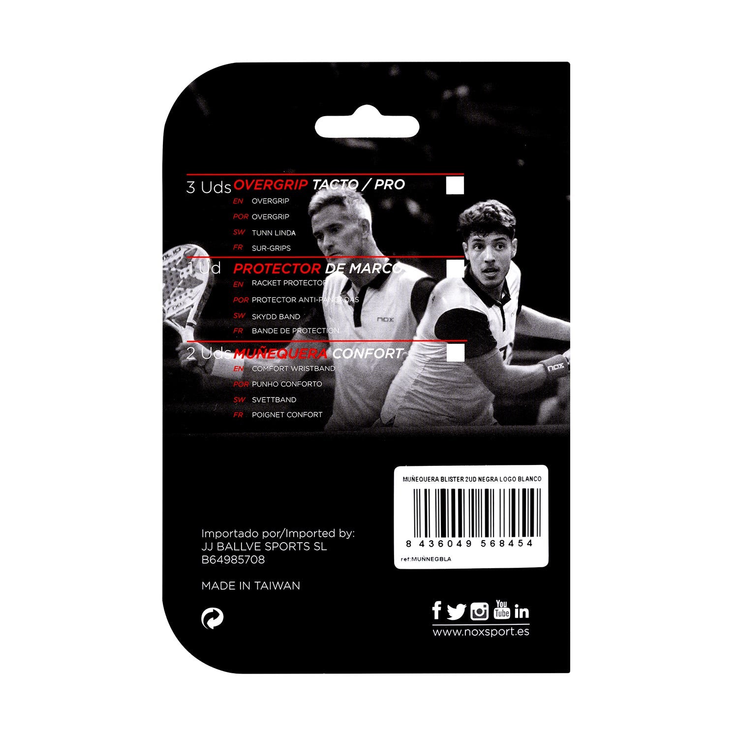BLISTER (2 UDS) MUÑEQUERA NOX NEGRO LOGO BLANCO