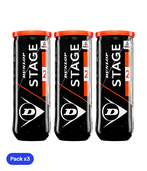 Pelotas Dunlop Stage 2 Amarillo/Naranja Tenis (Pack x3)