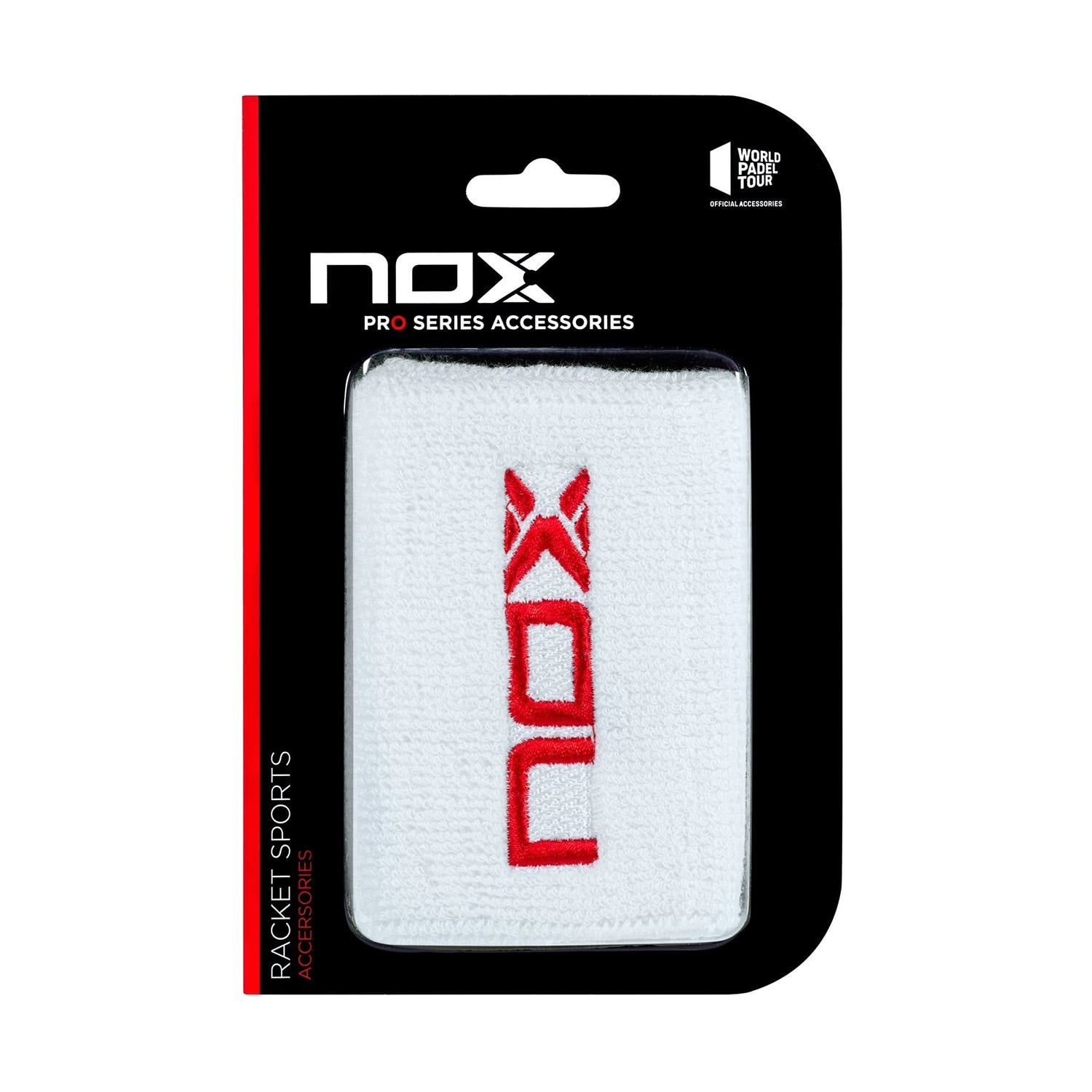 BLISTER (2 UDS) MUÑEQUERA NOX BLANCO LOGO ROJO