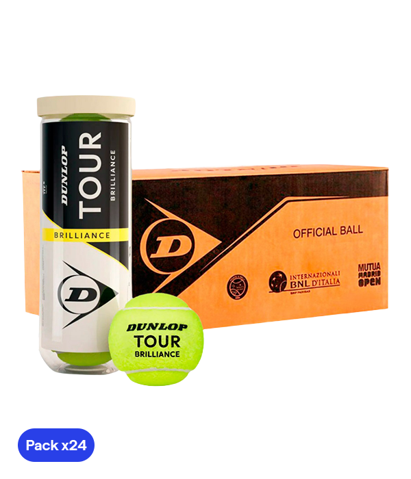 Cajón Pelotas Dunlop Tour Brilliance Tenis (Pack x24)